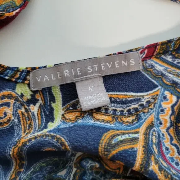 Valerie Stevens Bell Sleeve Paisley Top Medium - Picture 6 of 9